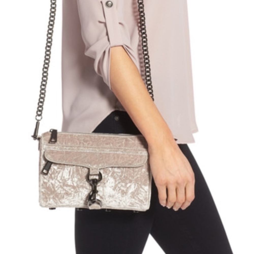 Rebecca Minkoff Velvet Mini Mac Crossbody in Putty - Picture 6 of 7